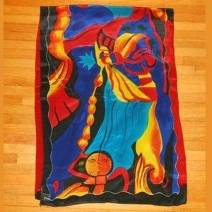 Abstract Art Dilemma New York Silk Scarf Red Blue